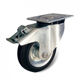 100mm Solid Rubber Tyre Castor and Wheel 343WBR100P62